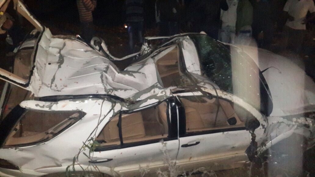 السيارة بعد حادث السير الذي أودى بحياة الشاب طالب سليمان على طريق سهل مرجعيون